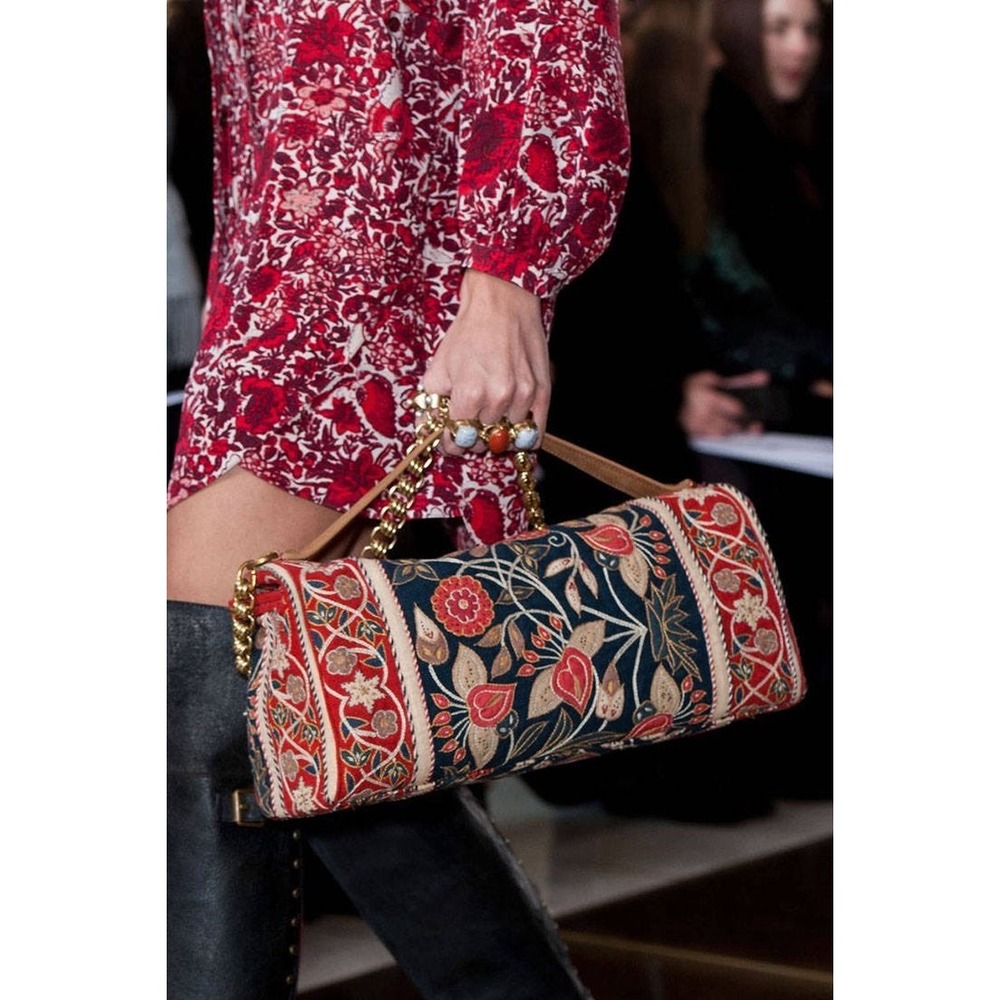 Tory Burch Medium Frame Satchel Tapestry B Embroidered Floral Bag 33149630